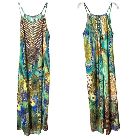 SELFIE COUTURE by TRENDOLOGY | Green Multicolor  Mini With Sheer Overlay Sz S - Picture 5 of 9